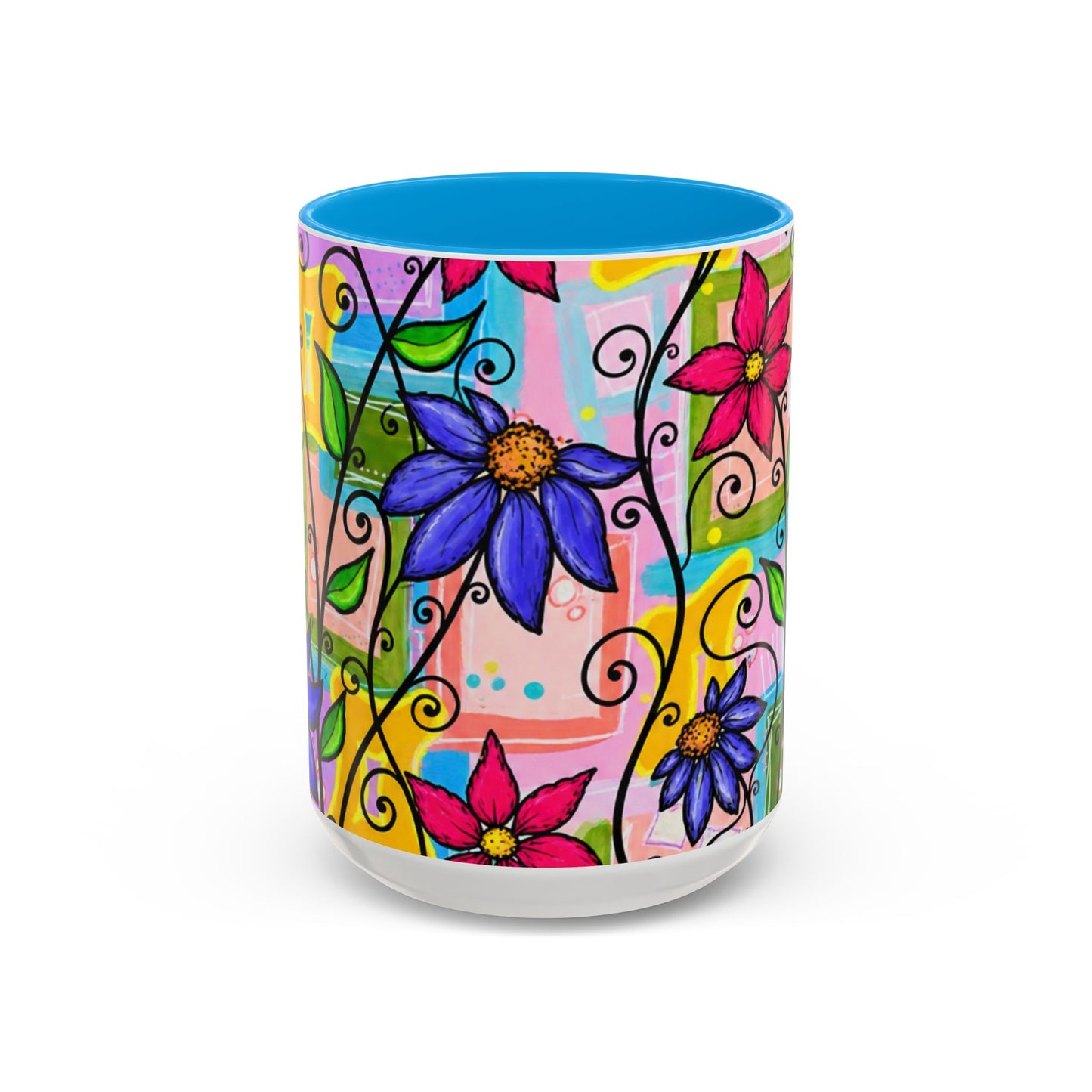 Colorful Floral Art Mug – Vibrant Hand-Painted Flowers (11oz, 15oz)