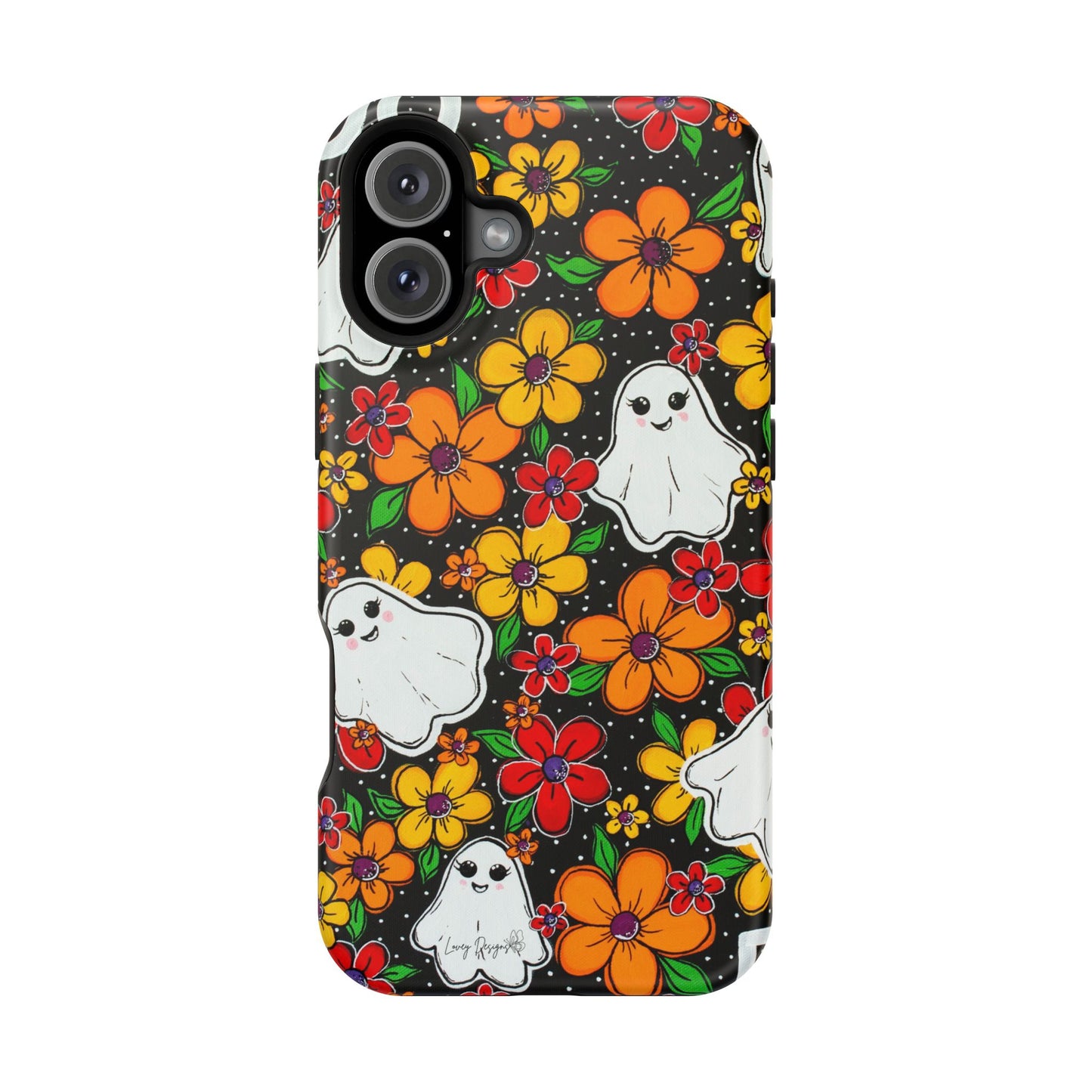 Halloween Phone Case with Ghosts and Flowers Design - Phone Case