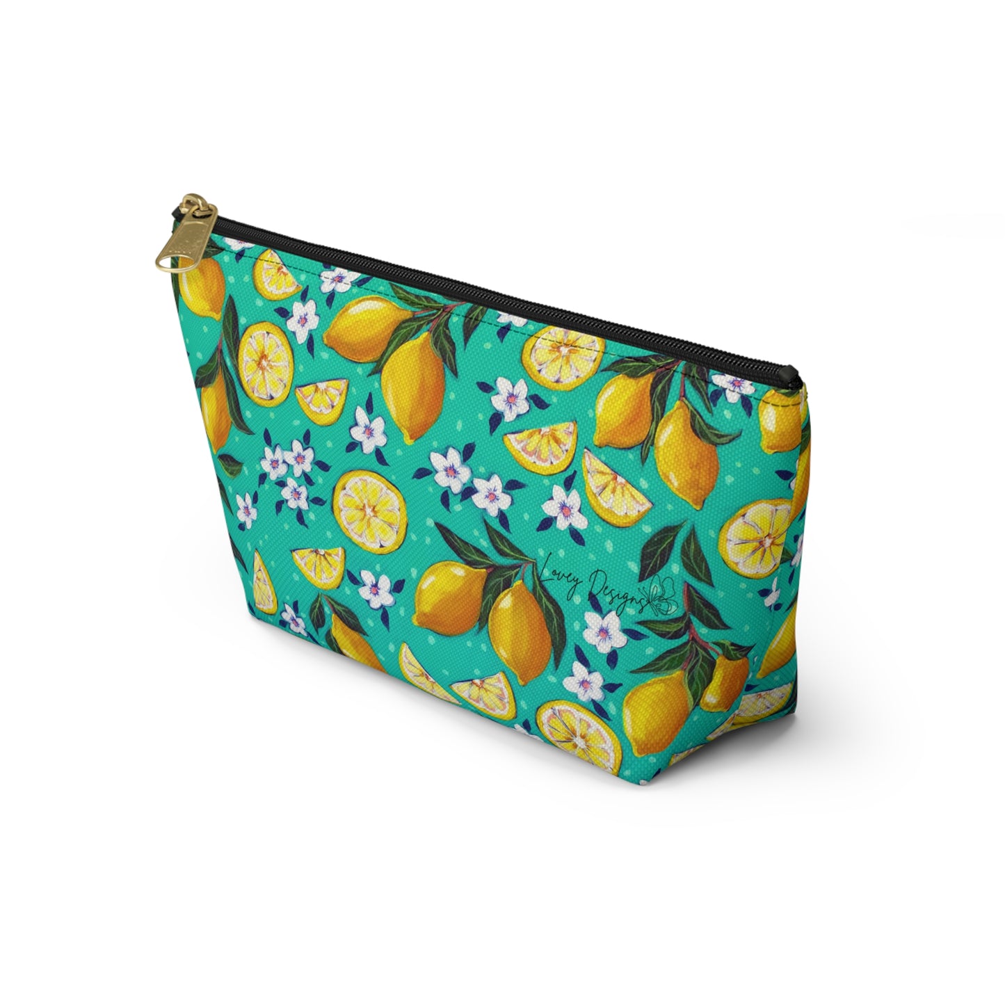 Lemon Blossom Accessory Pouch — T‑Bottom Cosmetic Bag