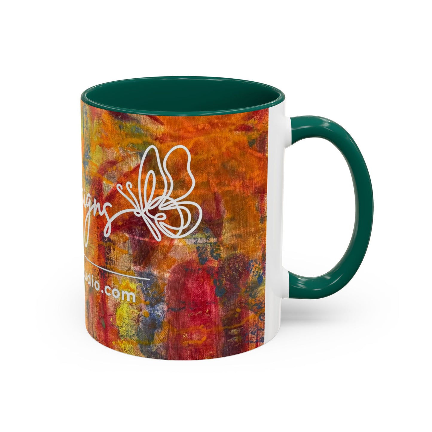Colorful Abstract Art Mug (11oz & 15oz) — Hand-Painted Vibe, Logo Accent
