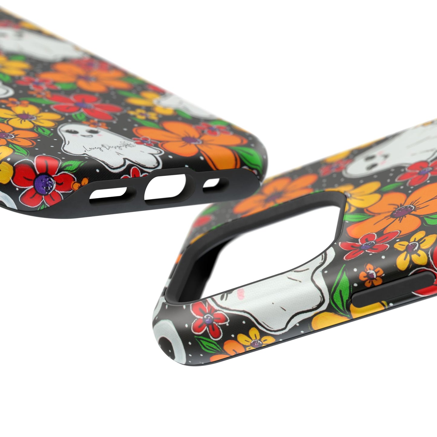 Halloween Phone Case with Ghosts and Flowers Design - Phone Case