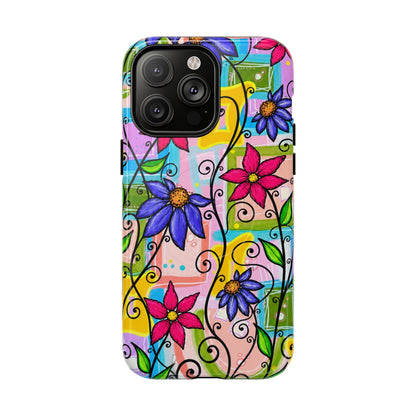 Magnetic Tough Phone Case — Colorful Floral Swirl Design
