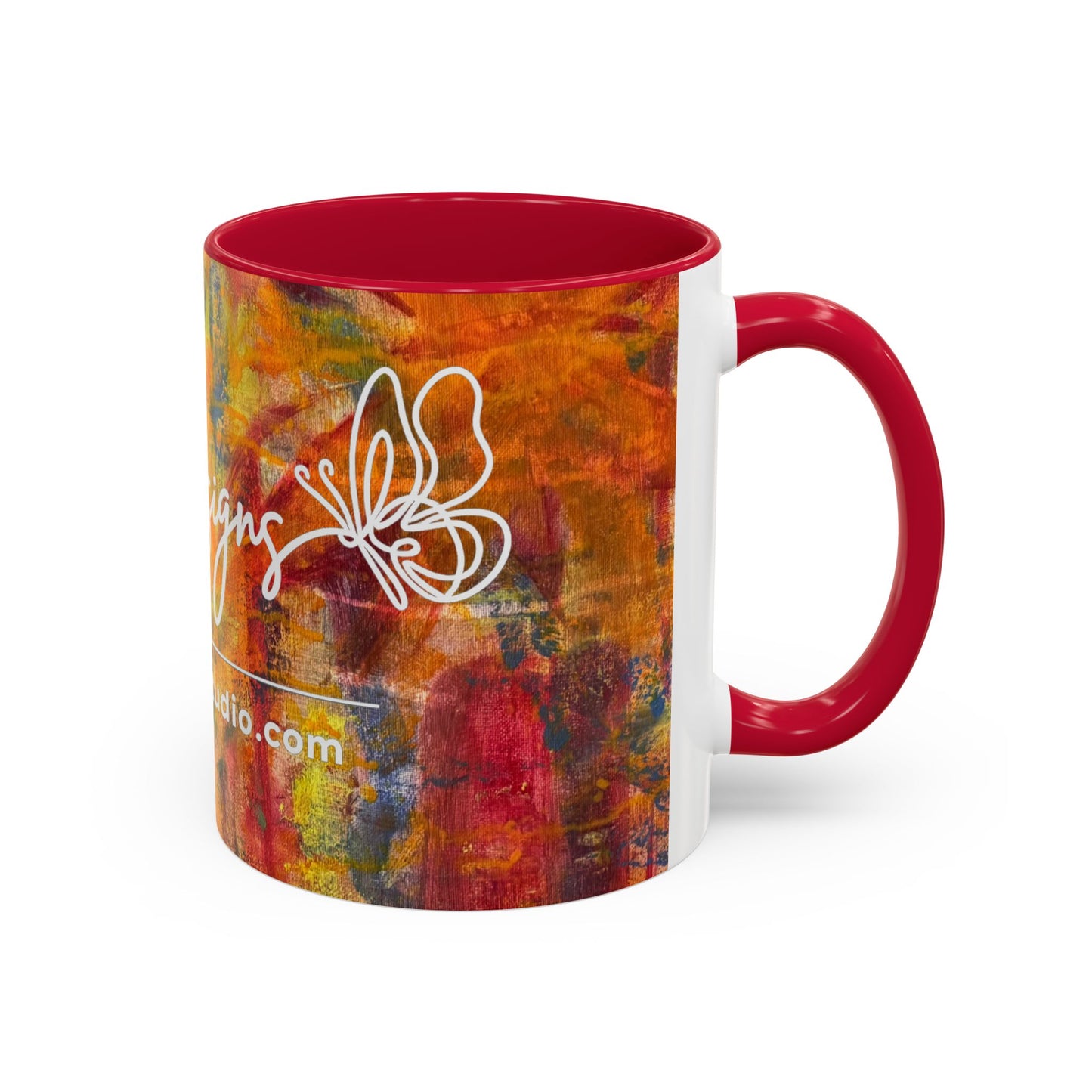 Colorful Abstract Art Mug (11oz & 15oz) — Hand-Painted Vibe, Logo Accent