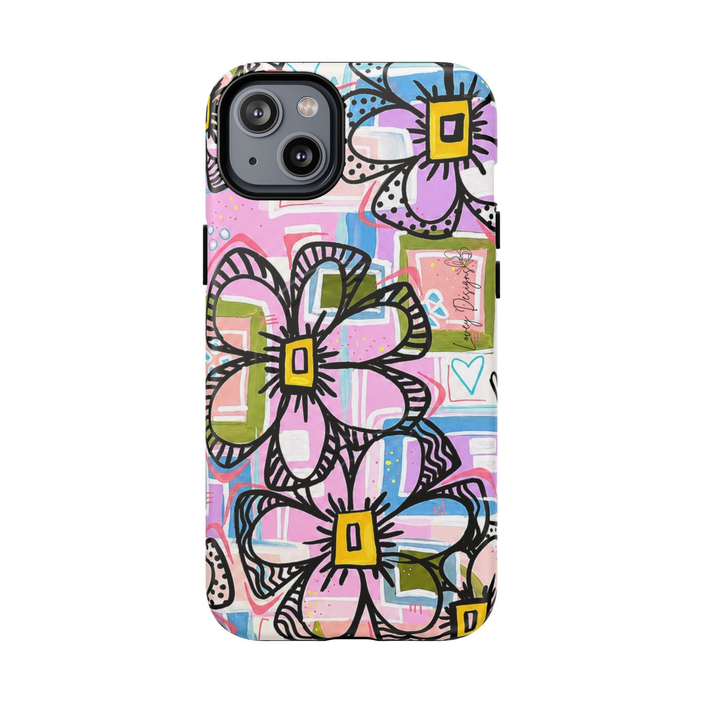 Floral Pop Tough Magnetic Phone Case — Pink Hand-Drawn Daisies
