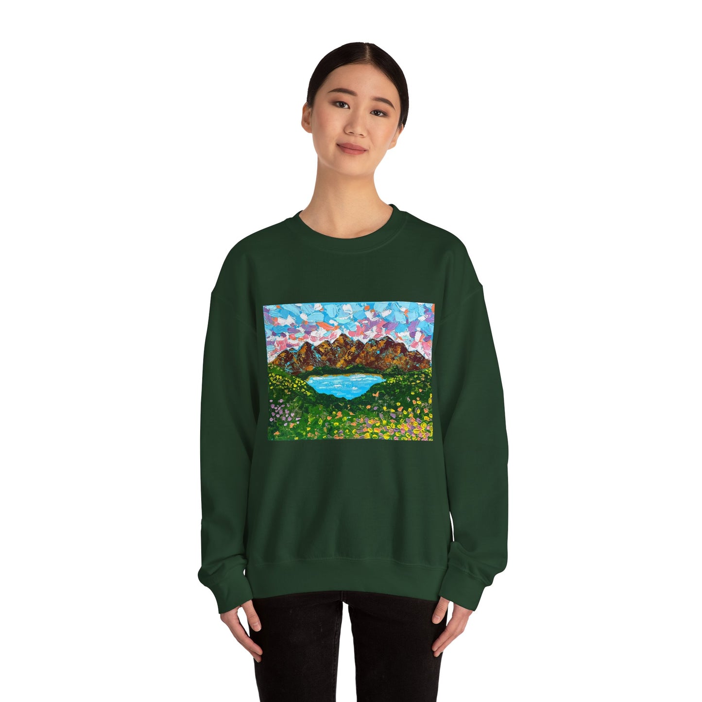 Colorful Mountain Landscape Sweatshirt - "Mountain Lullaby"