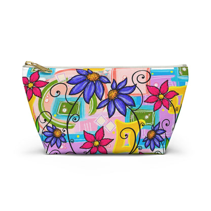 Colorful Floral Accessory Pouch — T‑Bottom Makeup & Travel Organizer