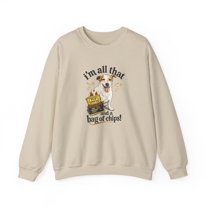 Dog Lover Sweatshirt - "I’m All That and a Bag of Chips" Cute Dog Graphic Crewneck