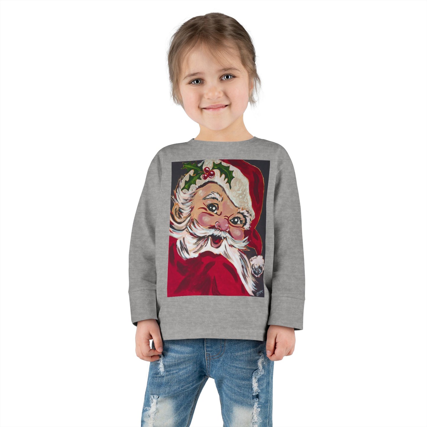 Vintage Santa Toddler Long Sleeve Tee — Kids Christmas Shirt