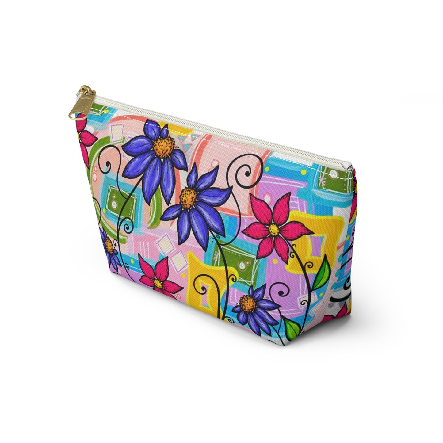 Colorful Floral Accessory Pouch — T‑Bottom Makeup & Travel Organizer