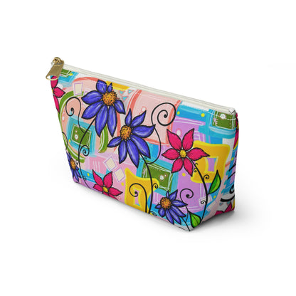 Colorful Floral Accessory Pouch — T‑Bottom Makeup & Travel Organizer