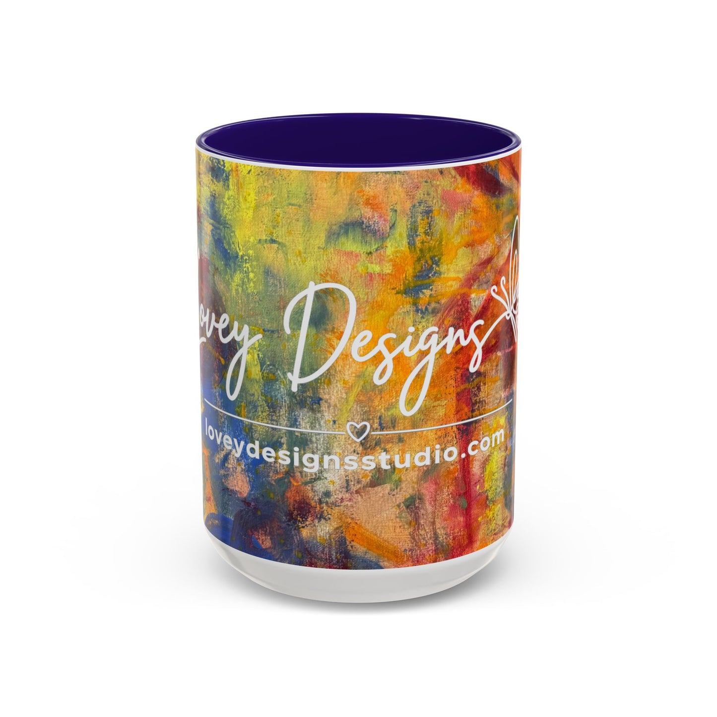 Colorful Abstract Art Mug (11oz & 15oz) — Hand-Painted Vibe, Logo Accent