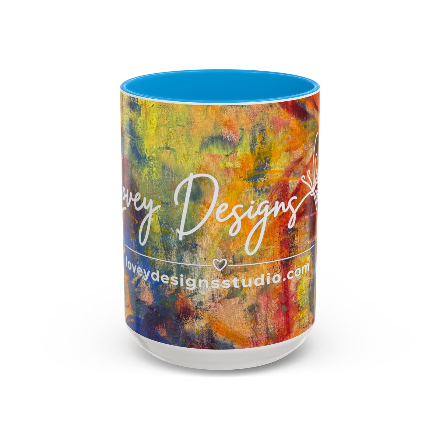 Colorful Abstract Art Mug (11oz & 15oz) — Hand-Painted Vibe, Logo Accent