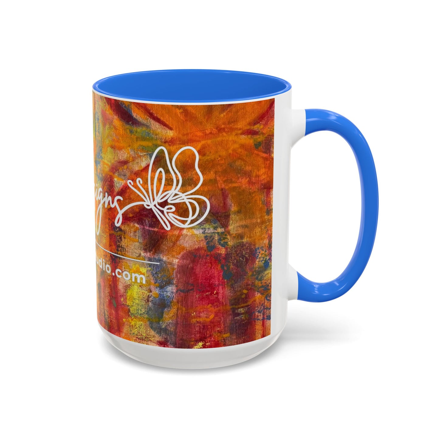 Colorful Abstract Art Mug (11oz & 15oz) — Hand-Painted Vibe, Logo Accent
