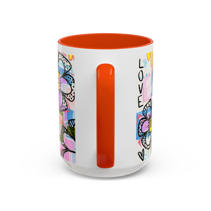Colorful Floral Art Mug (11oz & 15oz) — Bright Hand-Drawn Flowers, Funky Pastel Coffee Cup