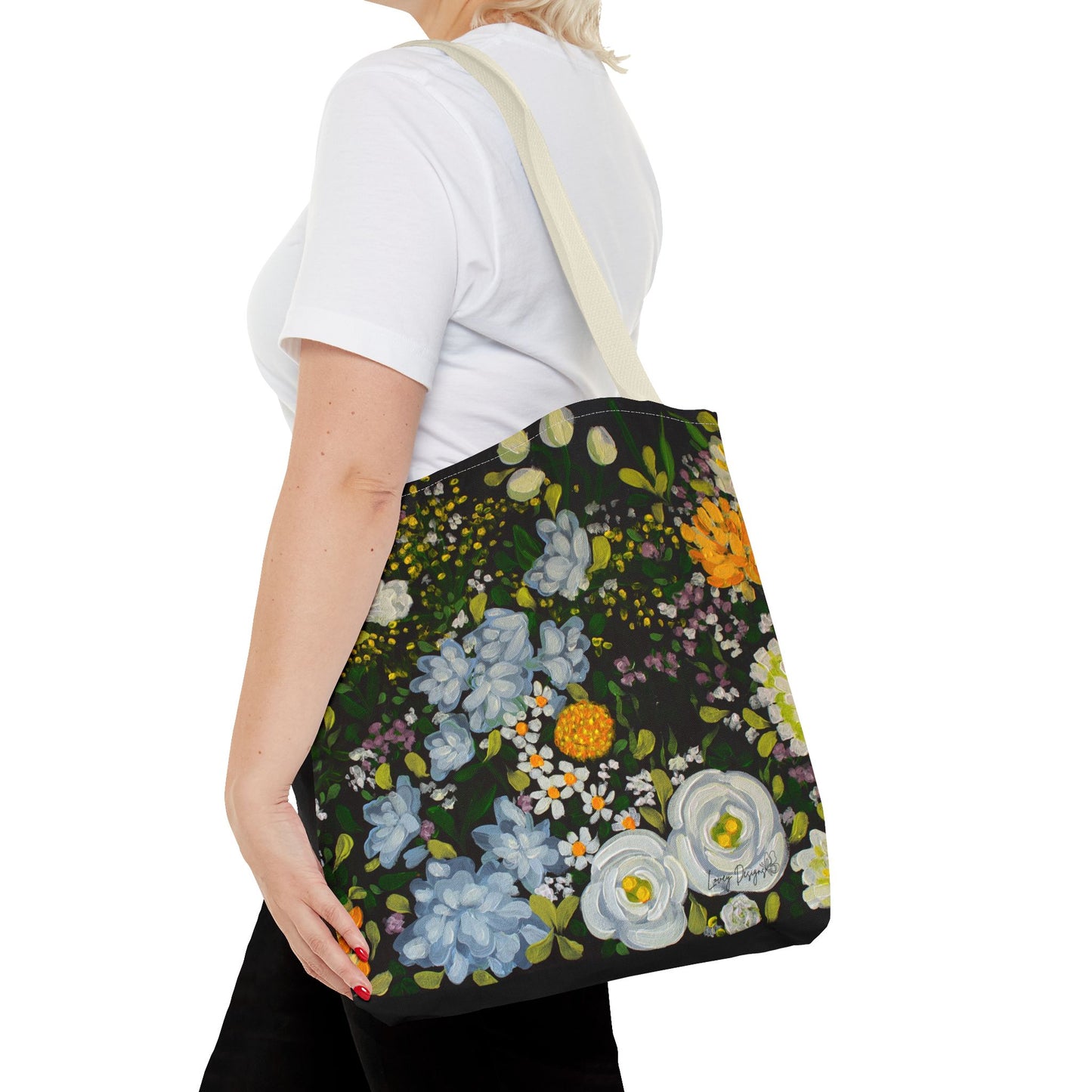 Midnight Garden - Floral Canvas Tote