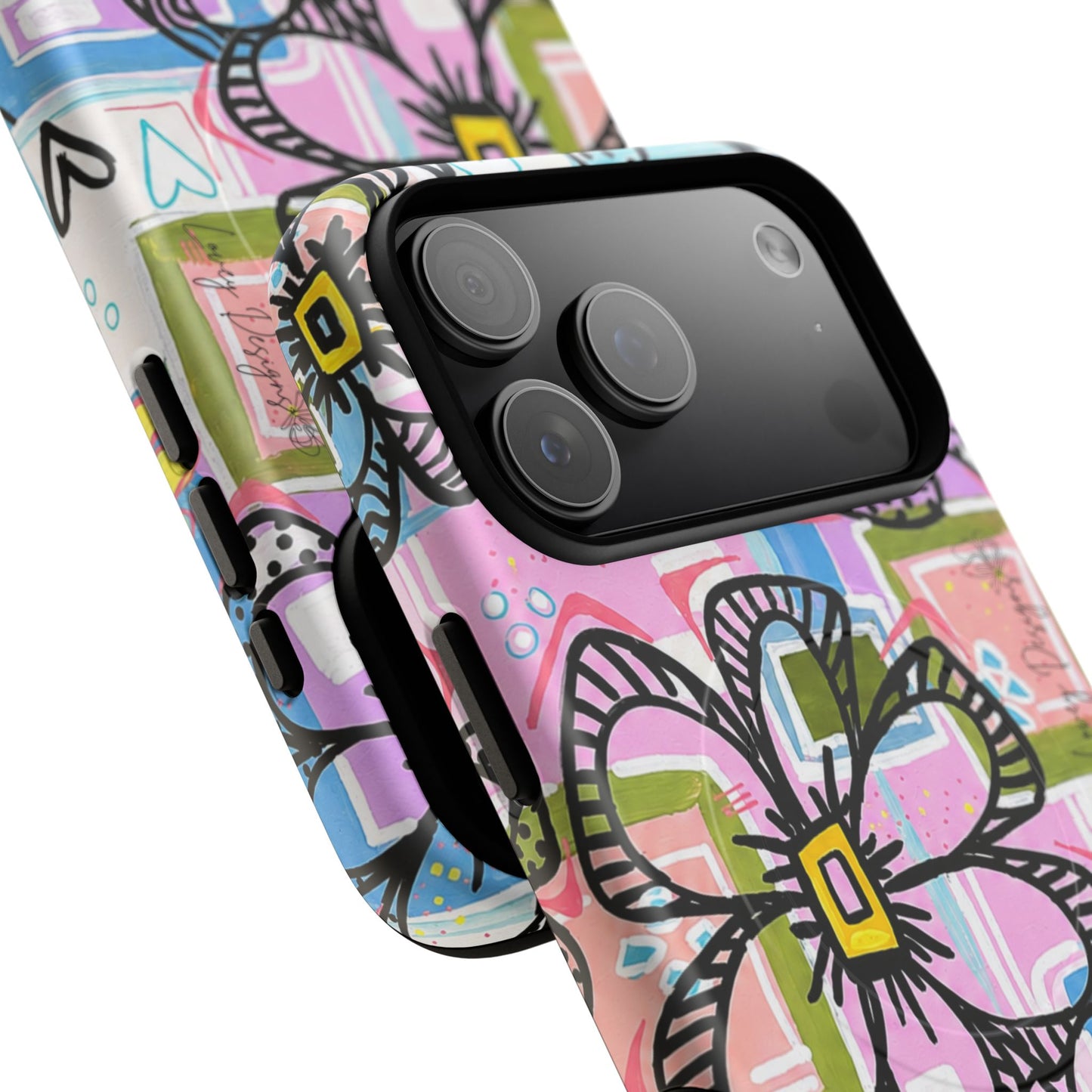 Floral Pop Tough Magnetic Phone Case — Pink Hand-Drawn Daisies