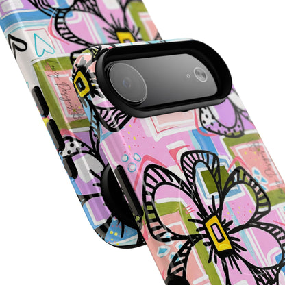 Floral Pop Tough Magnetic Phone Case — Pink Hand-Drawn Daisies