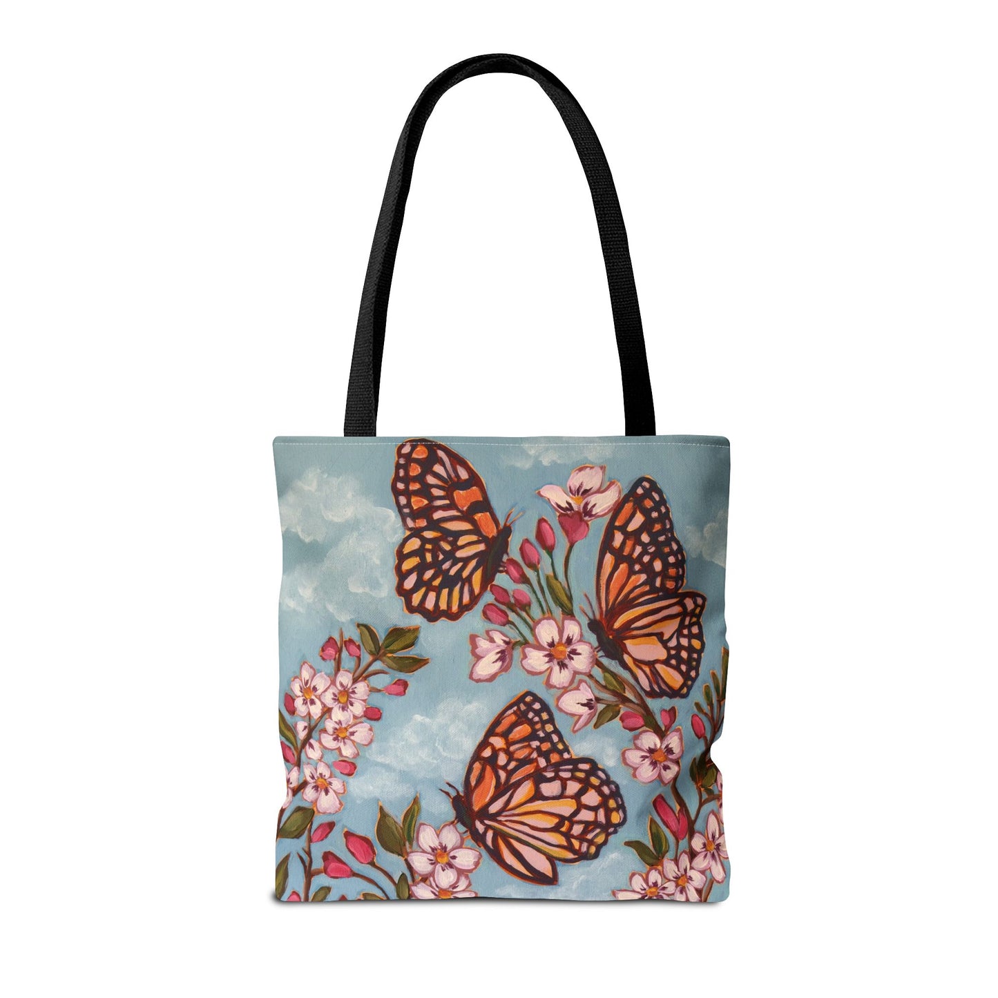 Monarch Blossom Tote Bag — Floral Butterfly All-Over Print