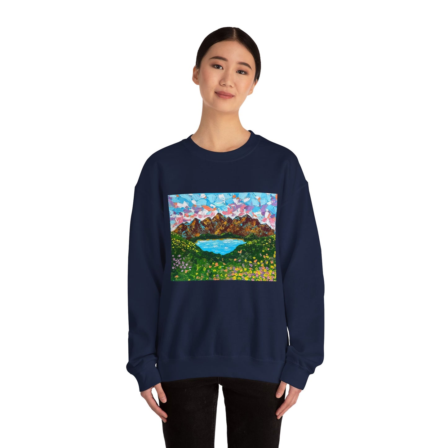 Colorful Mountain Landscape Sweatshirt - "Mountain Lullaby"