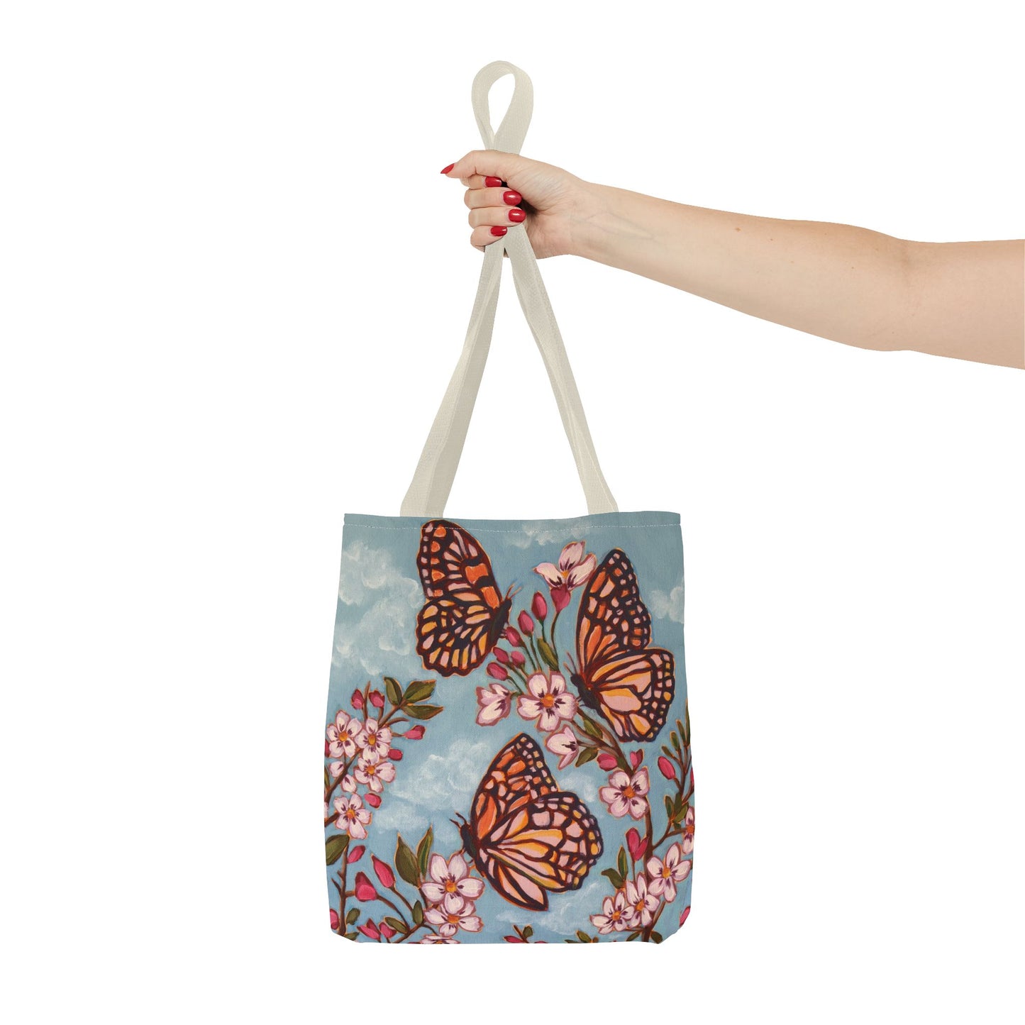 Monarch Blossom Tote Bag — Floral Butterfly All-Over Print