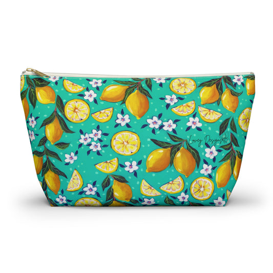 Lemon Blossom Accessory Pouch — T‑Bottom Cosmetic Bag