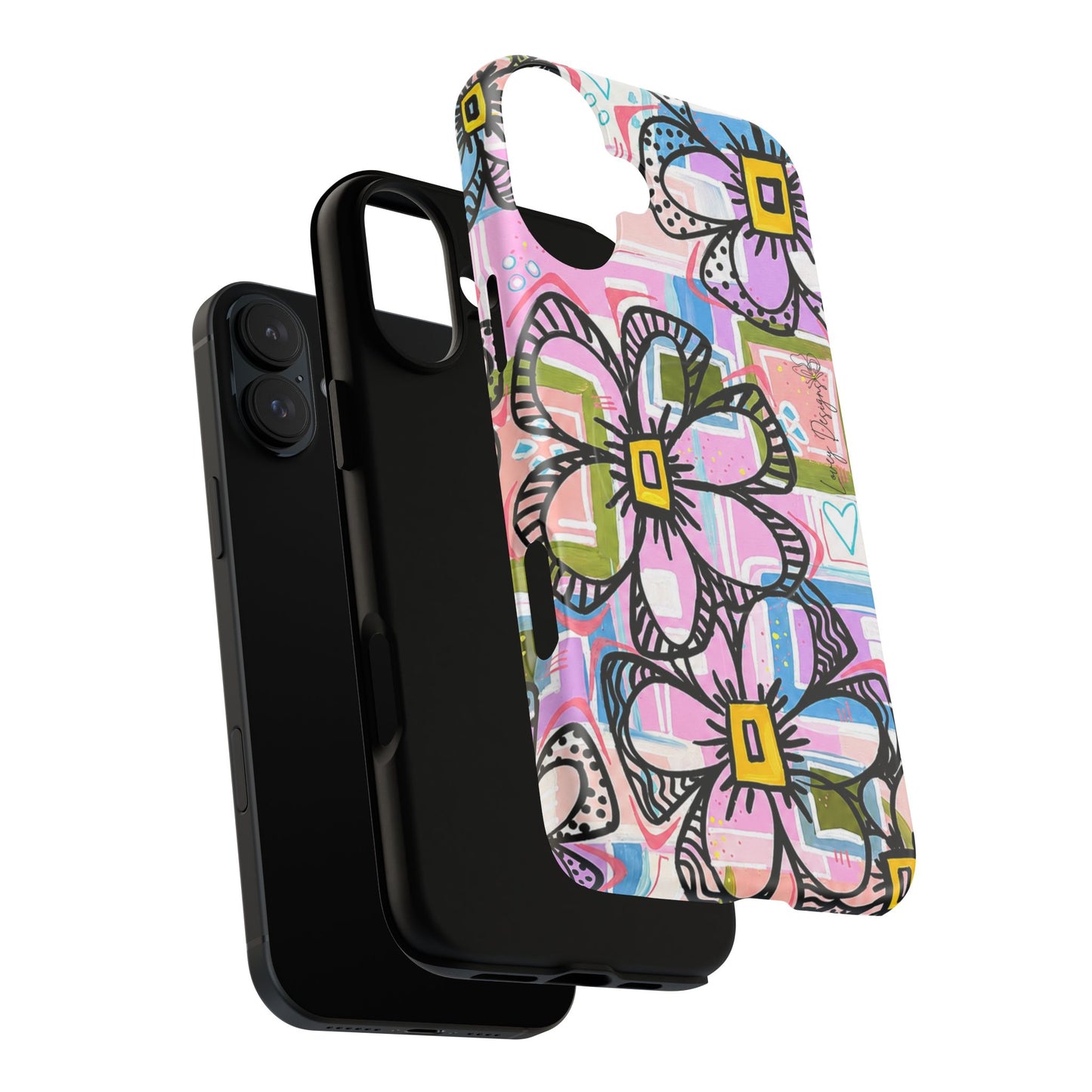 Floral Pop Tough Magnetic Phone Case — Pink Hand-Drawn Daisies