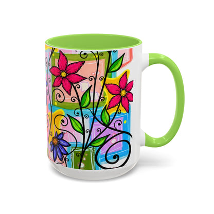 Colorful Floral Art Mug – Vibrant Hand-Painted Flowers (11oz, 15oz)