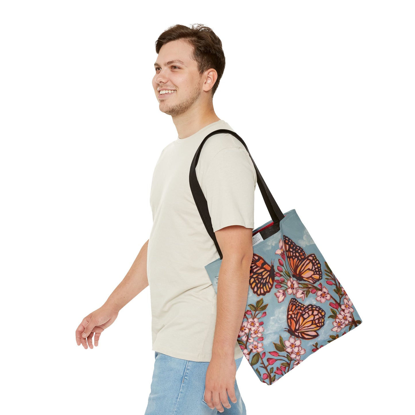 Monarch Blossom Tote Bag — Floral Butterfly All-Over Print