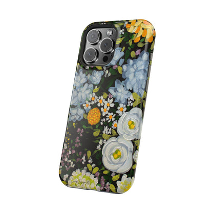 iPhone 16 & iPhone 17 Case - Midnight Garden Floral Design - Magnetic Impact-Resistant