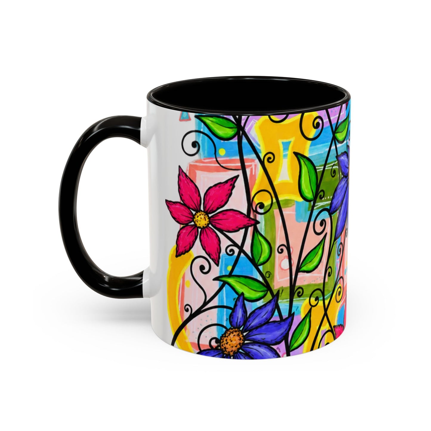 Colorful Floral Art Mug – Vibrant Hand-Painted Flowers (11oz, 15oz)