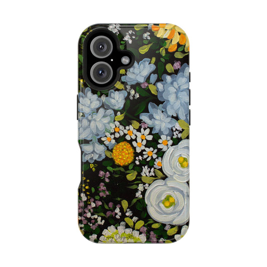 iPhone 16 & iPhone 17 Case - Midnight Garden Floral Design - Magnetic Impact-Resistant