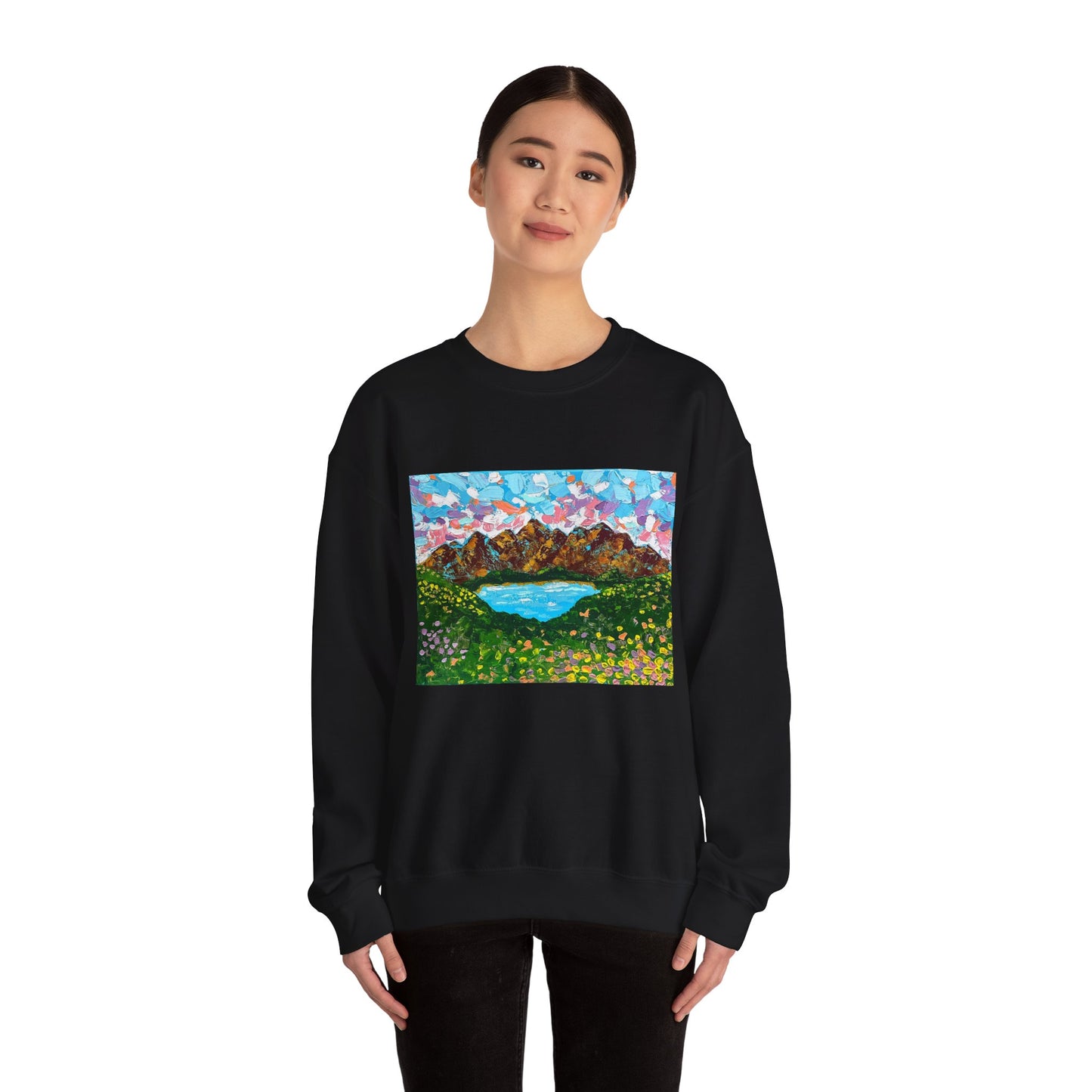 Colorful Mountain Landscape Sweatshirt - "Mountain Lullaby"