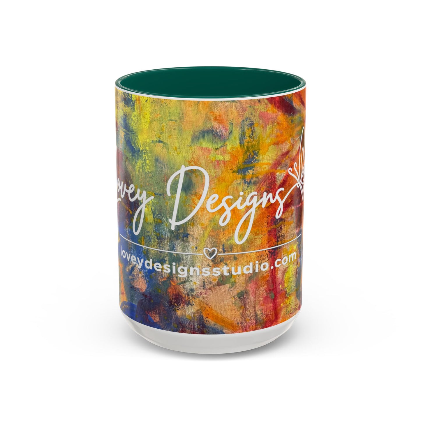 Colorful Abstract Art Mug (11oz & 15oz) — Hand-Painted Vibe, Logo Accent