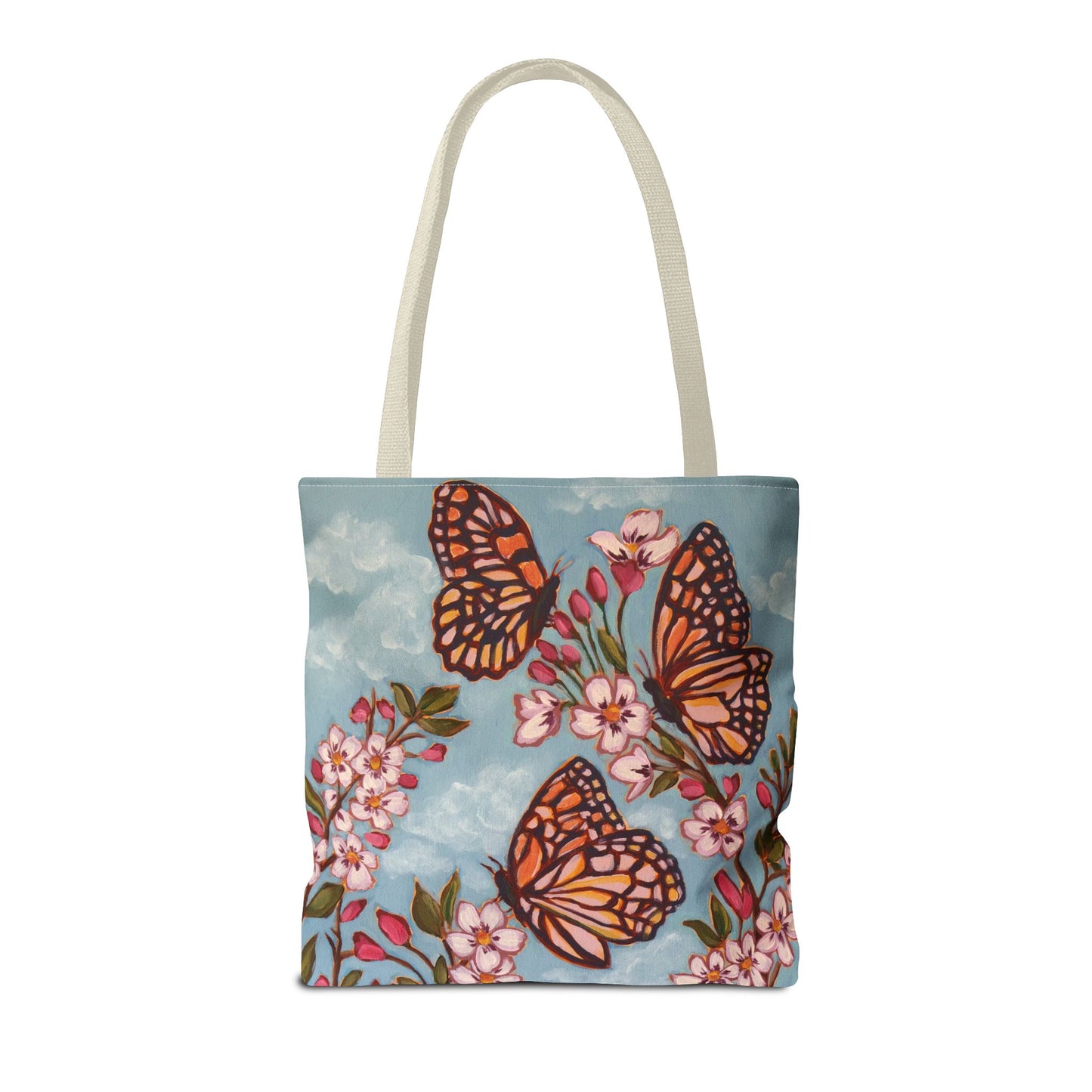 Monarch Blossom Tote Bag — Floral Butterfly All-Over Print